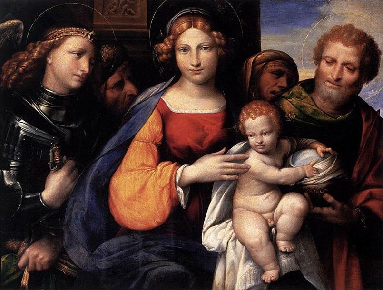 Girolamo di Benvenuto Virgin and Child with Saints Michael and Joseph oil painting image